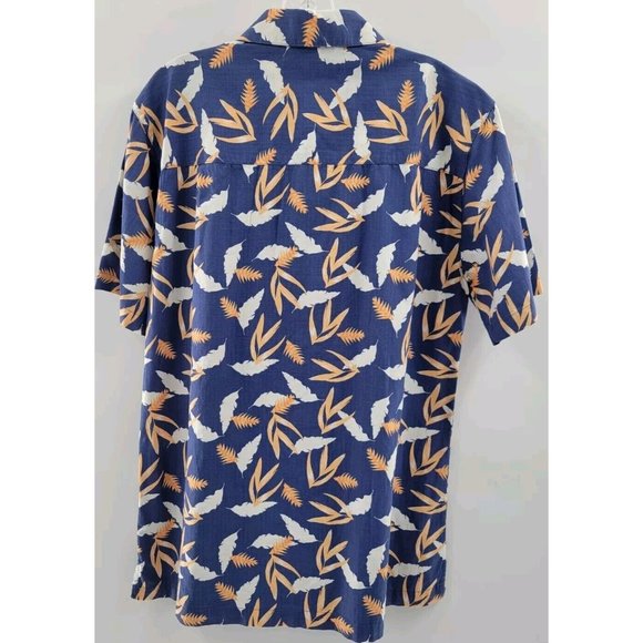 ISLAND REPUBLIC Men's Hawaiian Shirt Size L Leaf Print Cotton / Rayon Blend - Picture 6 of 6